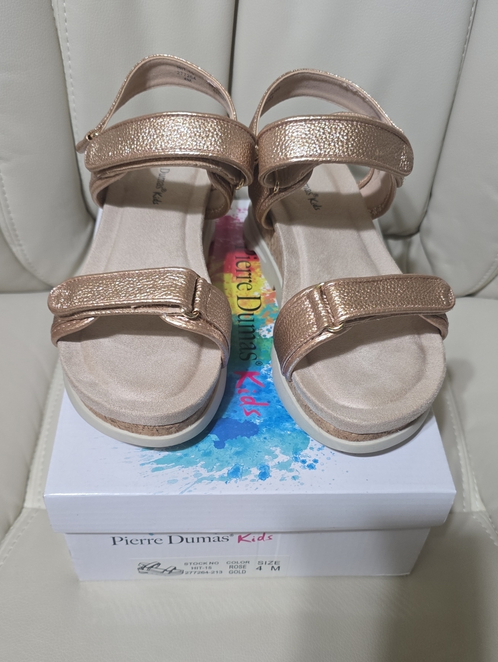 KIDS Pierre Dumas Kids Rose Gold Sandals with Adjustable Straps